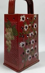 Hand Painted Cheese Grater Folk Art Farmhouse Decor Owl Grapes Flowers Colorful | eBay