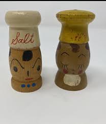 Vintage Wooden Salt & Pepper Shakers Mr. & Mrs. Chef Made in ...