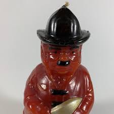 Vintage Firefighter Fireman with Hose, Ax & Puppy Candle, Large 9.5" H | eBay