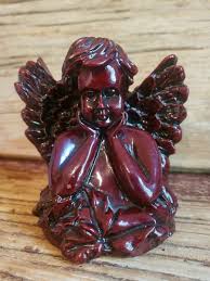 Winged Angel Cerub Shiny Carved Resin Rosewood Color Figurine 4" | eBay
