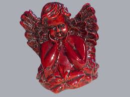 Winged Angel Cherub Shiny Carved Resin Dark Red Color Figurine 4" | eBay