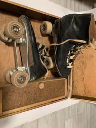 vintage roller derby skates wooden wheels with great case. Leo Montes Glide away | eBay