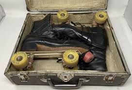 Vintage 70s CHICAGO Hi-Top Black ROLLER SKATES Rannalli Metal Case Mens Size 9? | eBay