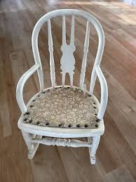 Vintage Wooden & Floral Children's Rocking Chair White Retro ...