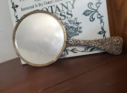 Vintage Ornate Silver Tone Hand Mirror - Beautiful Filigree ...
