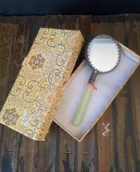 W0749 Vintage Pocket Mirror With Jade Handle/ Pocket Mirror ...