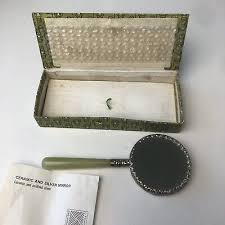 China Hand Mirror Ceramic Vintage Silver Chinese Girl Jade ...