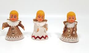 Lot of 3 Christmas Angel Ornament Figurines Cone Blond ...