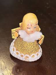 VTG Hong Kong Christmas 1950/60s Ornament Plastic Angel Gold ...