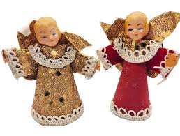 Vintage Angel Plastic Head Cardboard Cone Glitter Wings ...