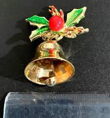 spilla vintage americana dorata smaltata anni 60 agrifoglio campana - vtg brooch | eBay