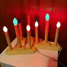 3 Vintage Christmas Candelabra Window Light Candle Candolier ...