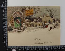 England Vintage Christmas Greeting Card Mistletoe Snow ...