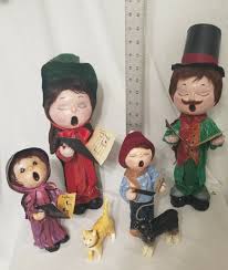 Vintage Paper Mache Christmas Caroler Family Figures 50s ...