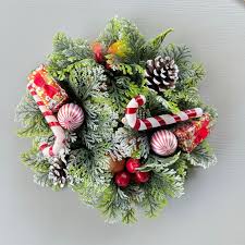 Vintage Christmas Candle Ring Candy Canes Satin Balls Nuts ...