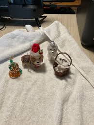 CHRISTMAS ORNAMENTS 4 DIFFERENT DOG, BIRD IN BASKET | eBay