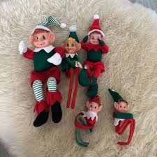 Vintage Pixie Elf 5 Knee Huggers Felt Paper Ornaments ...