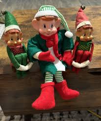 Vintage Knee Hugging Elf Elves - One Wired Posable Elf ...