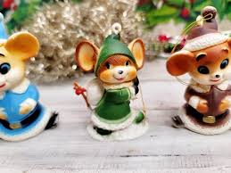 Christmas Mice Plastic Ornaments Lot of 3. Great Retro Ornaments. D-3 - Etsy