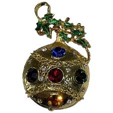Similar Items to Eisenberg Ice Rhinestone Christmas Ball Ornament Pin