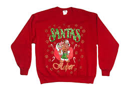 Vintage Christmas Sweatshirt Crewneck Red Santas Helper ...