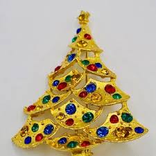 Vintage Colorful Rhinestone Christmas Tree Pin Item K # 2985 - Etsy Australia