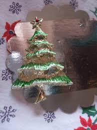 Brooch Christmas Tree Brooch Gold Star Silver Green White - Etsy