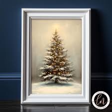 Vintage Christmas Tree Art – Cozy Winter Holiday Print