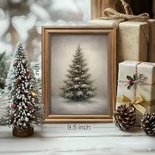 Amazon.com: Gold Framed Vintage Christmas Tree Canvas Wall ...