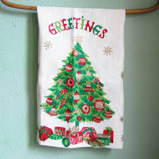 Vintage Linen Kitchen Towel Christmas Tree With Presents ...
