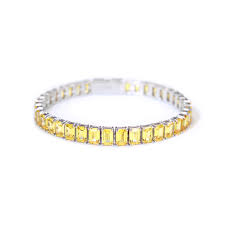 EMERALD CUT WHITE-YELLOW TENNIS BRACELET – My Store