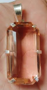 AA+++ 142.40 Ct. Large Peach Topaz Emerald Cut 925 Silver ...