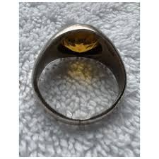 Mid-Century Sterling Silver Large Faceted Citrine Ring. For Sale at Ruby Lane