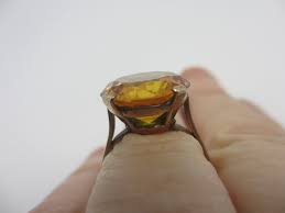 Yellow Topaz 9k Gold Cocktail Ring Vintage c1980 - Top Banana Antiques