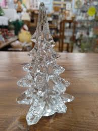Christmas Pine Tree Solid Clear Glass Figurine 6” | eBay