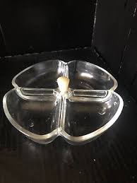 Vintage Clear Glass Divided Relish Dish Clover Shape With Cream Bakelite Handle | eBay