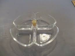 Vintage Clear Glass Divided Relish Dish Clover Shape With Cream Handle | eBay