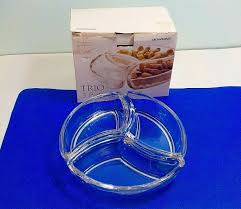 Vintage Bowring 3 Piece Trio Serving Dishes Clear Glass Never Used Original Box | eBay