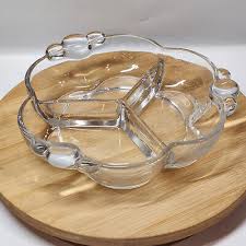 Decorative Round Clear Glass 3 Compartment Veggie Relish Condiment Tray Dish | eBay