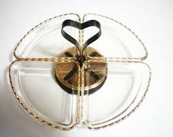 Mid-century Modern 5 Piece Lazy Susan Revolving Relish Nut Condiment Serving Caddy ~ 4 Scalloped, Gold Trimmed Side Dishes & Metal Caddy - Etsy