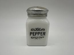 Vintage Pepper Short Range Shaker 3.5” Milk Glass w/ Black ...