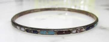 Vintage Silver Tone Multicolored Enamel Bangle Bracelet ~ 8 ...