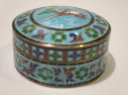 Enamel on Sterling Round Trinket Box, Deer and Florals | eBay