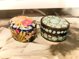 2 Indian Papier Mache-6cm-vintage Jewellery Box/trinket ...