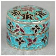 Miniature Sterling Silver Enamel Pill Box Colorful Little ...