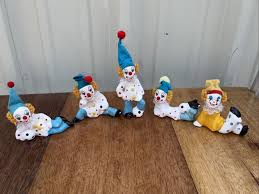 VTG Clown Figure Soccer Ball Felt Hat Yarn Hair Pom Nose Circus Set Of 5 (FIVE) | eBay