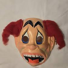 RARE Vintage 1970s Clown Mask with Red Wig with Original Ben Cooper Tag | eBay