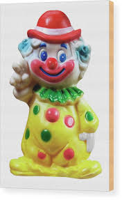 Plastic Toy Clown #4 Wood Print by CSA Images - Fine Art America