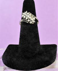 Vintage Stunning Cluster of 17 Crystals at an Angle Silver Tone Ring Size 6 | eBay