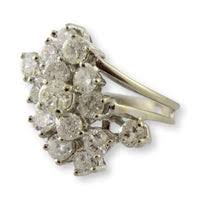 3.33ctw Diamond 14K White Gold Cascading Waterfall Cluster Ring – Upscale Consignment